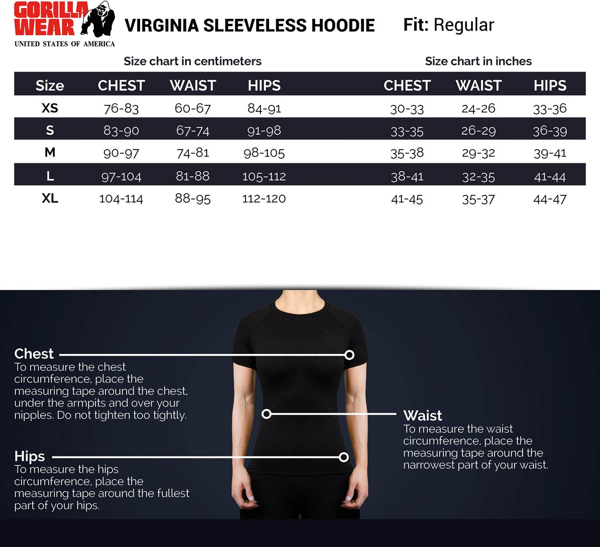 Gorilla Wear Virginia Sleeveless Hoodie - Schwarz