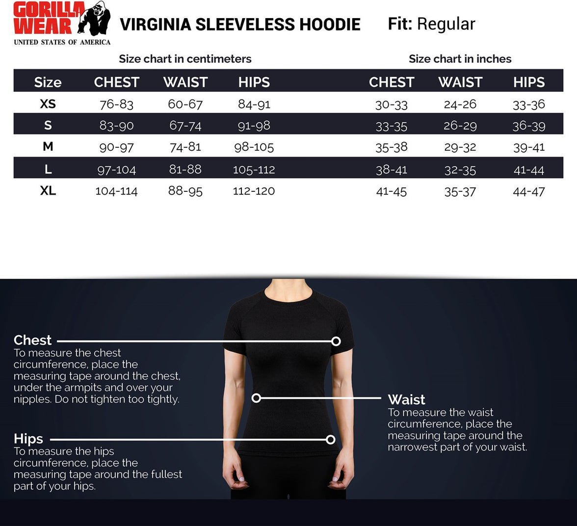 Gorilla Wear Virginia Sleeveless Hoodie - Schwarz