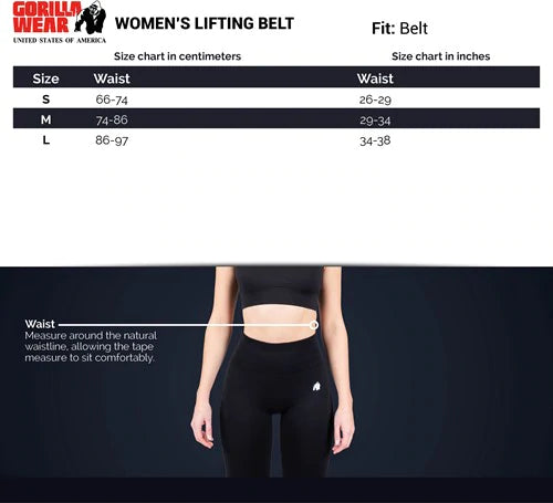 Gorilla Wear 4 Inch Women`s Lifting Belt - Schwarz